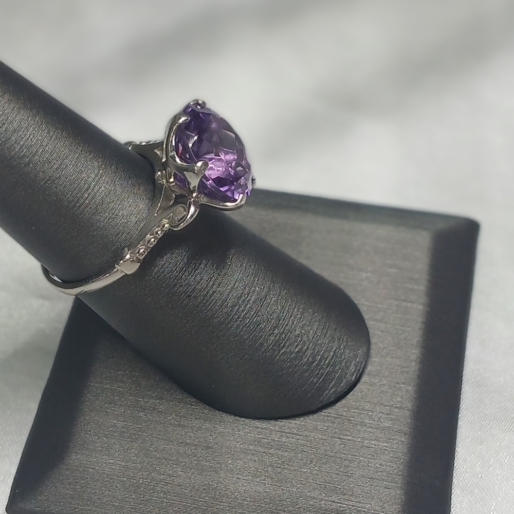 Purple Amethyst 925 Sterling Silver Ring, Size 6.5, 7. - Picture 7 of 10